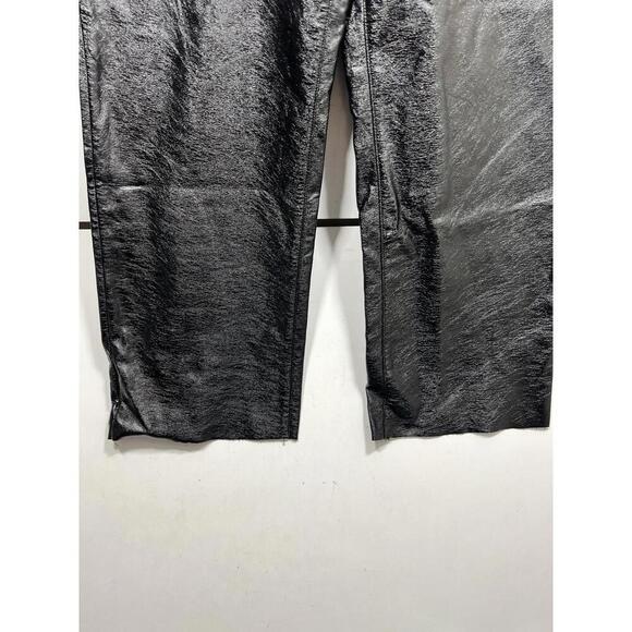 Good American Women’s 12/42 Good Classic Textured Vinyl Pants Black Faux Leather - Picture 4 of 9